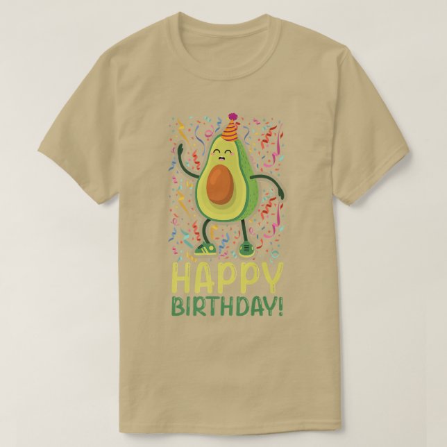 Lycklig Bday Funny Guacamole Vegan Avocado Birthda T Shirt (Design framsida)