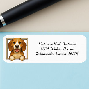 Lycklig Beagle Returadress Etikett