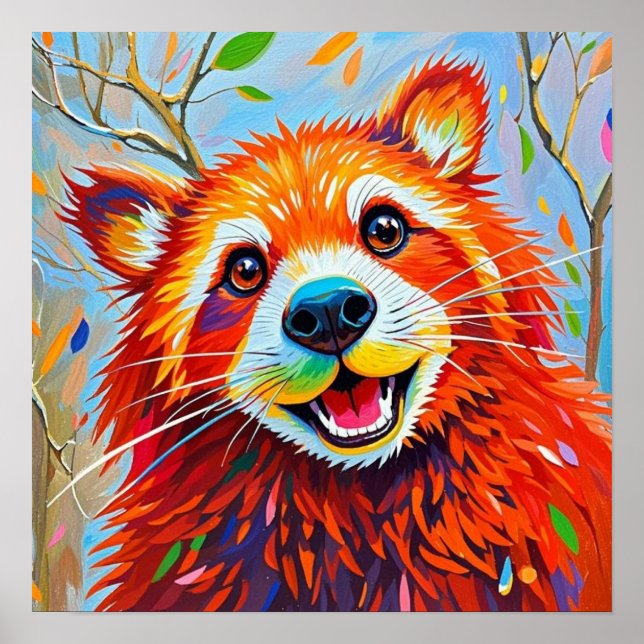 Lycklig Bear Expresstjänster abstrakt animal art Poster (Framsidan)