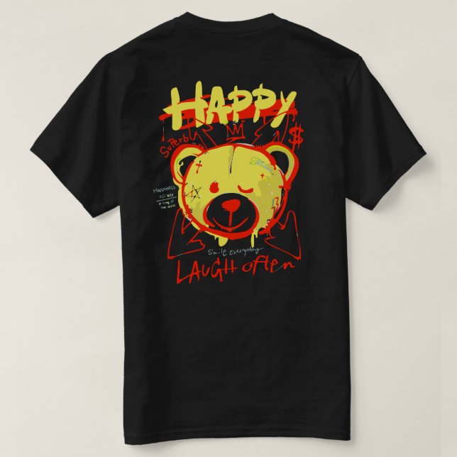 Lycklig Bear i Graffiti stil T Shirt (Design baksida)