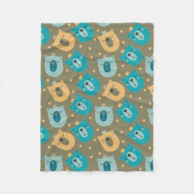 Lycklig Bear Kung Fleecefilt (Framsidan)