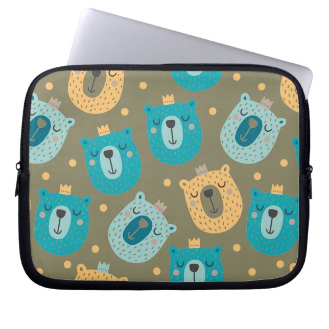 Lycklig Bear Kung Laptop Sleeve (Framsidan)