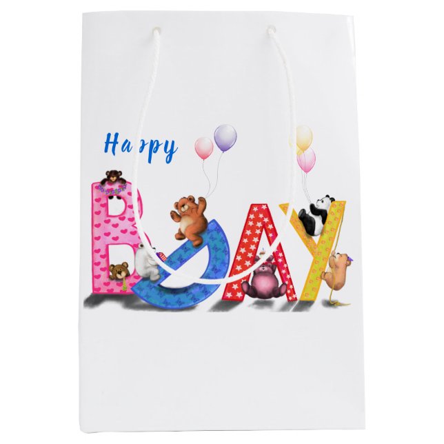Lycklig Bears Party Birthday Gift Bag (Framsidan)