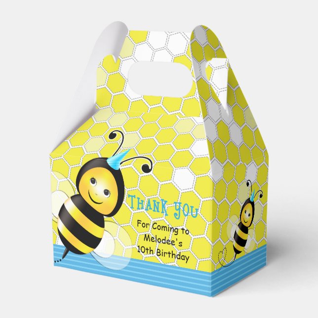 Lycklig Bee Birthday Gable Box Presentaskar (Framsidan Sidan)