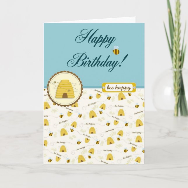 Lycklig Bee Birthday! Kort (Framsida)