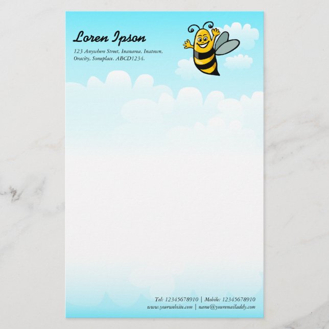 Lycklig Bee Brevpapper (Framsida)