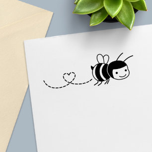 Lycklig Bee Buzzing runt Självfärgande Stämpel