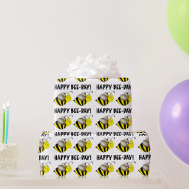Lycklig Bee Day Bday Black Gult Bumblebee Birthday Presentpapper