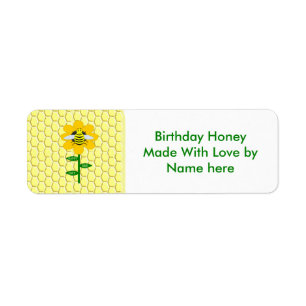 Lycklig Bee Day Birthday Bumblebee Anpassningsbar Returadress Etikett