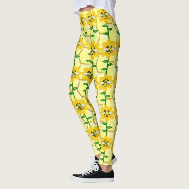 Lycklig Bee Day Birthday Bumblebee Leggings (Vänster)