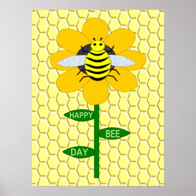 Lycklig Bee Day Birthday Bumblebee Poster (Framsidan)