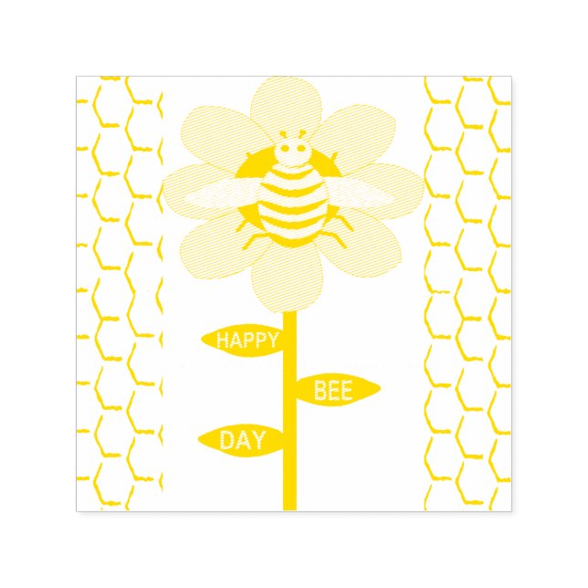 Lycklig Bee Day Birthday Bumblebee Självfärgande Stämpel (Design)