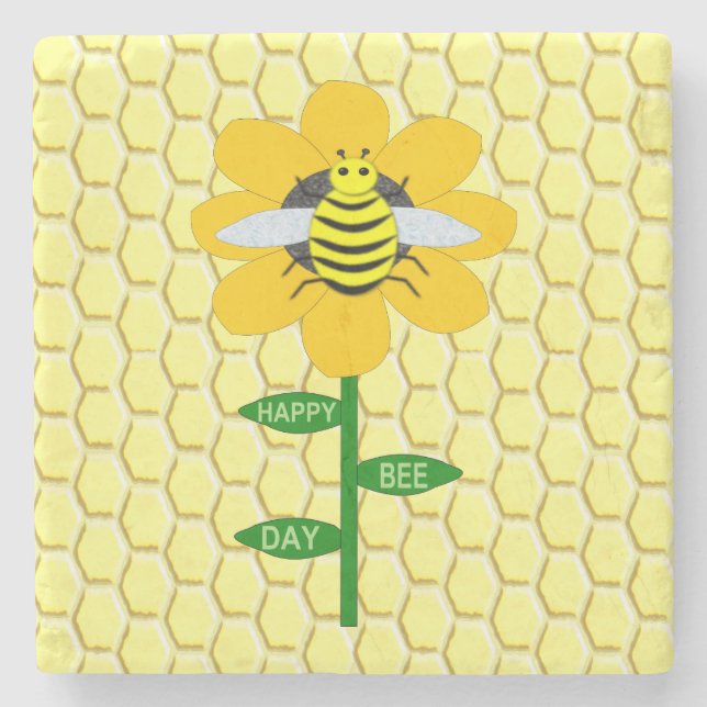 Lycklig Bee Day Birthday Bumblebee Stenunderlägg (Framsidan)