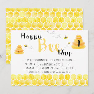 Lycklig Bee Day Black and Gult Bee Thée Party Inbjudningar