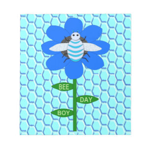 Lycklig Bee Day Boy Blue Birthday Bumblebee Anteckningsblock