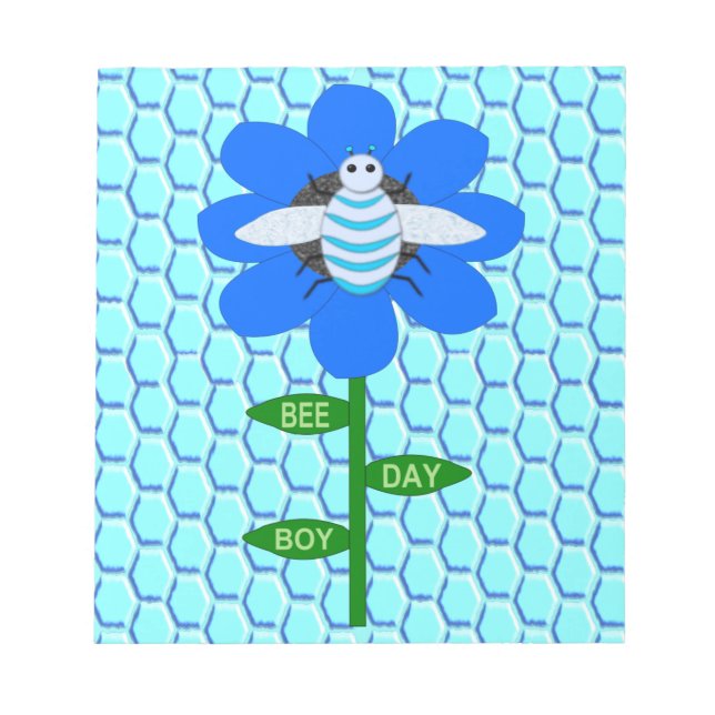 Lycklig Bee Day Boy Blue Birthday Bumblebee Anteckningsblock (Framsida)