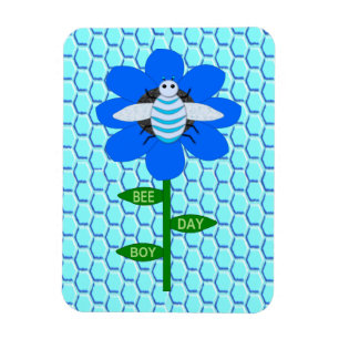Lycklig Bee Day Boy Blue Birthday Bumblebee Magnet
