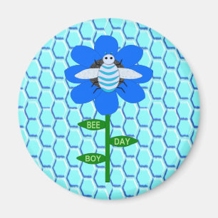 Lycklig Bee Day Boy Blue Birthday Bumblebee Magnet