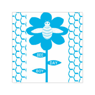 Lycklig Bee Day Boy Blue Birthday Bumblebee Självfärgande Stämpel