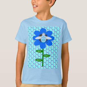 Lycklig Bee Day Boy Blue Birthday Bumblebee T Shirt