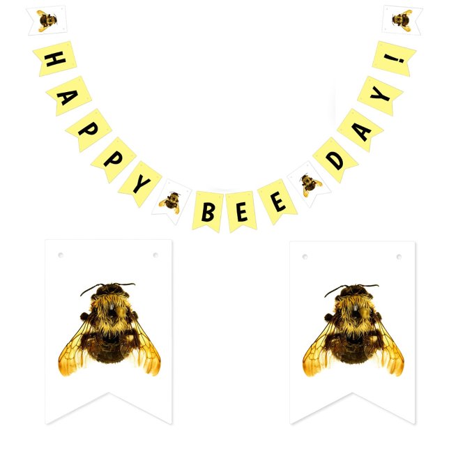 Lycklig Bee Day BumbleBee Birthday Vimplar (Skapare uppladdad)
