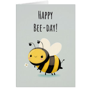 Lycklig Bee Day   Cute Bumblebees födelsedagskort Hälsningskort