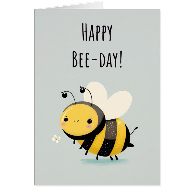 Lycklig Bee Day | Cute Bumblebees födelsedagskort Hälsningskort (Framsidan)