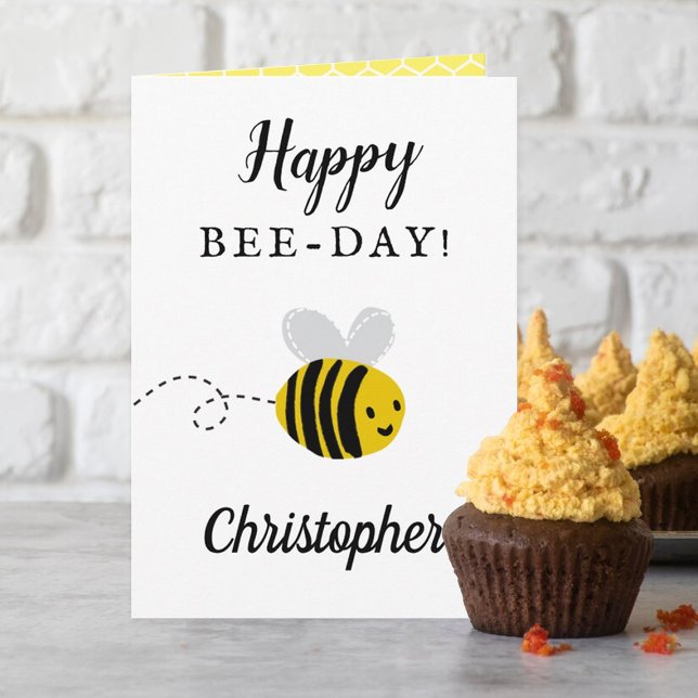 Lycklig Bee-day! Funny Bee Birthday Kort (Skapare uppladdad)