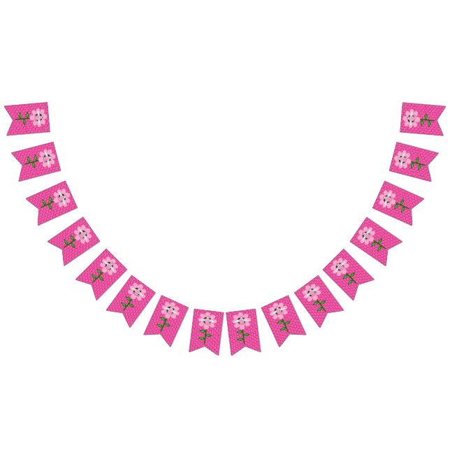 Lycklig Bee Day Girl Rosa Birthday Bumblebee Vimplar (Alla)