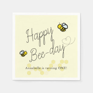 Lycklig Bee Day Gult Girl Birthday Papper Pappersservett