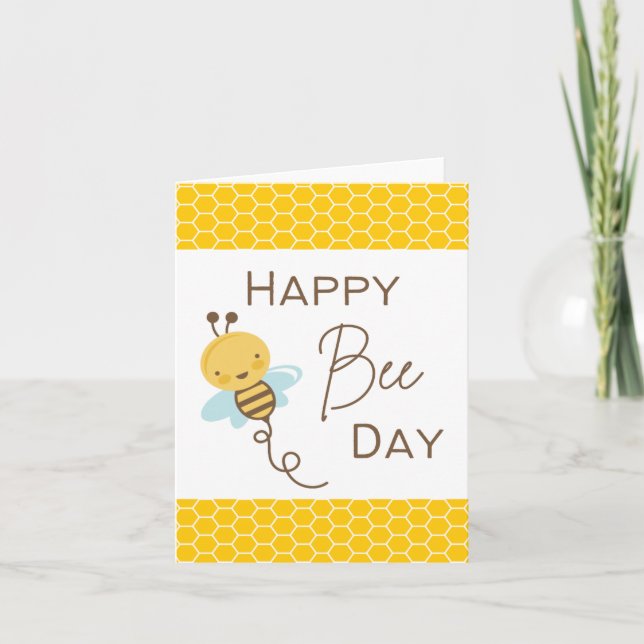 Lycklig Bee Day - Pun Card Kort (Framsida)