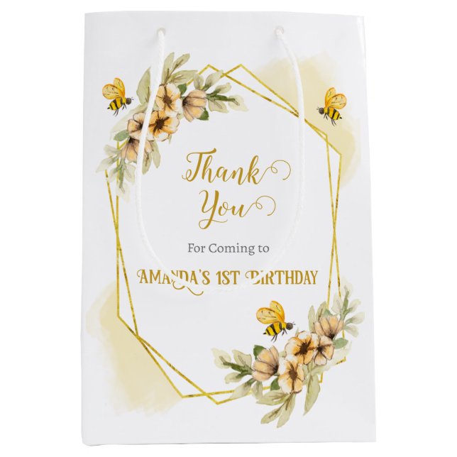 Lycklig Bee-day Watercolor Födelsedagsfest Gift oc (Framsidan)