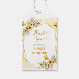 Lycklig Bee-day Watercolor Födelsedagsfest Presentetikett