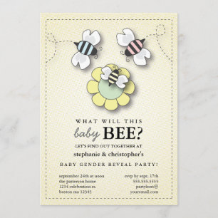 Lycklig Bee Family Par Baby Gender Reveal Party Inbjudningar