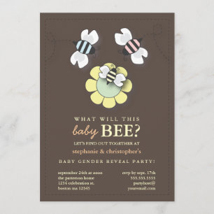 Lycklig Bee Family Par Baby Gender Reveal Party Inbjudningar