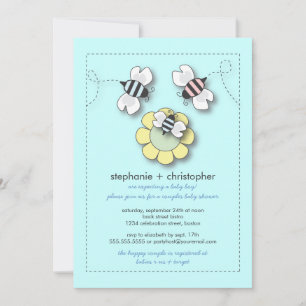 Lycklig Bee Family Par Baby Shower for Boy Inbjudningar