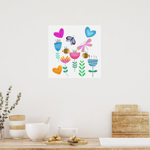 Lycklig Bee Garden Poster