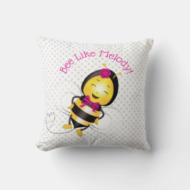 Lycklig Bee Girl Dekorativ kudde