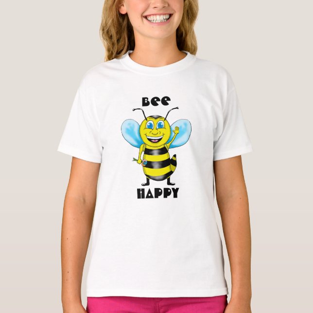 Lycklig Bee Girls Sweatshirt Tröja (Framsida)