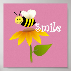 Lycklig Bee/Nursery Decor Poster