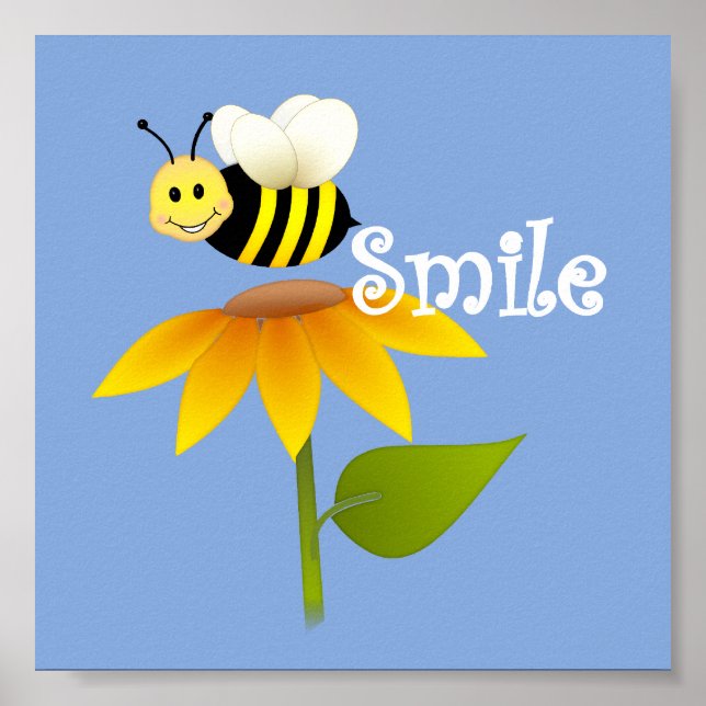 Lycklig Bee/Nursery Decor Poster (Framsidan)