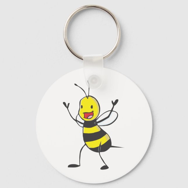 Lycklig Bee Nyckelring (Framsida)