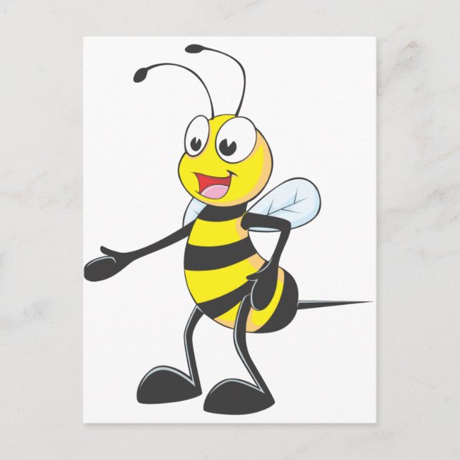 Lycklig Bee-pekande Vykort (Framsida)