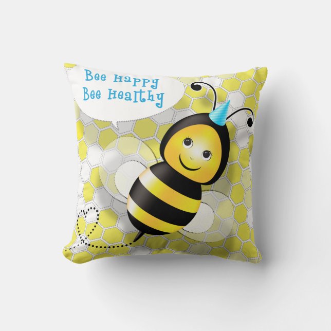 Lycklig Bee Pillow Kudde (Framsida)
