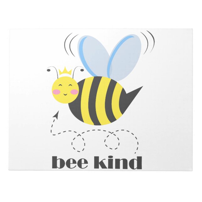 Lycklig bee prinsessan med krona och slogan Bee Ki Anteckningsblock (Framsida)