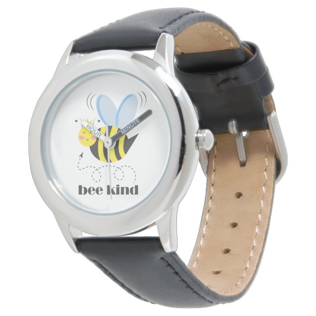Lycklig bee prinsessan med krona och slogan Bee Ki Armbandsur (Vinklad)