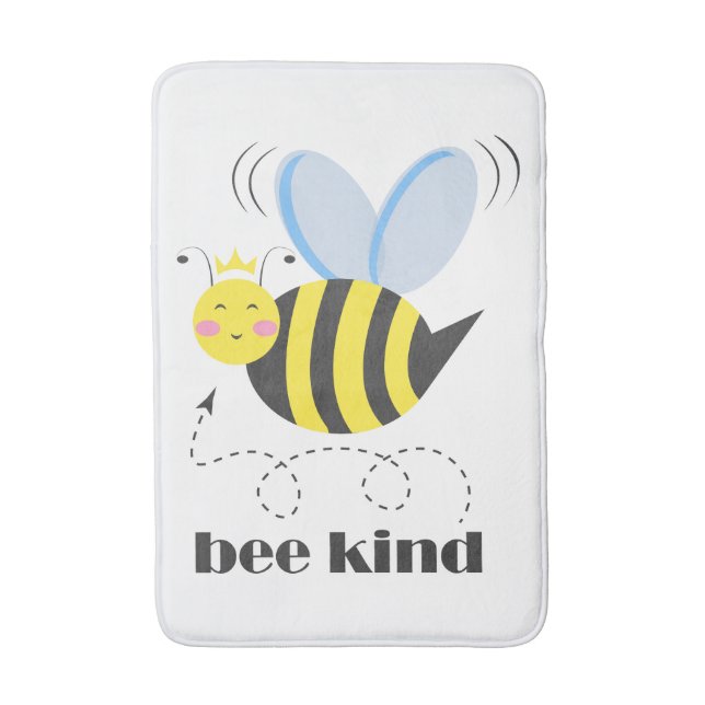 Lycklig bee prinsessan med krona och slogan Bee Ki Badrumsmatta (Framsidan (Vertikal))