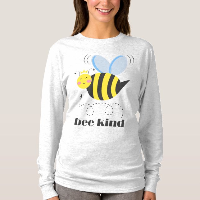 Lycklig bee prinsessan med krona och slogan Bee Ki T Shirt (Framsida)