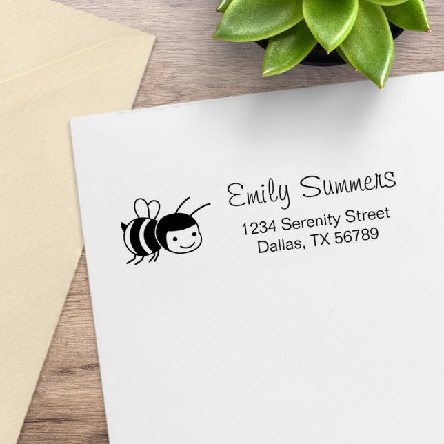 Lycklig Bee Returadress Stämpel (Skapare uppladdad)