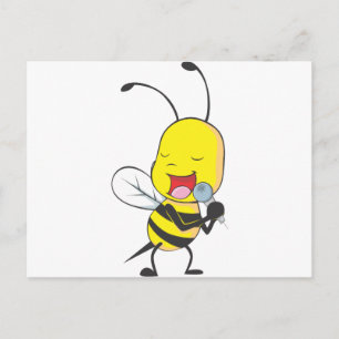 Lycklig Bee Singing Vykort